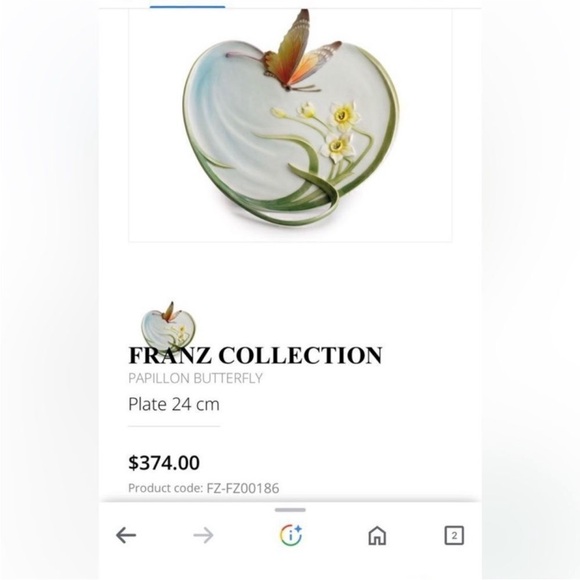 Frank Butterfly and Floral Decorative Plate - Picture 8 of 8